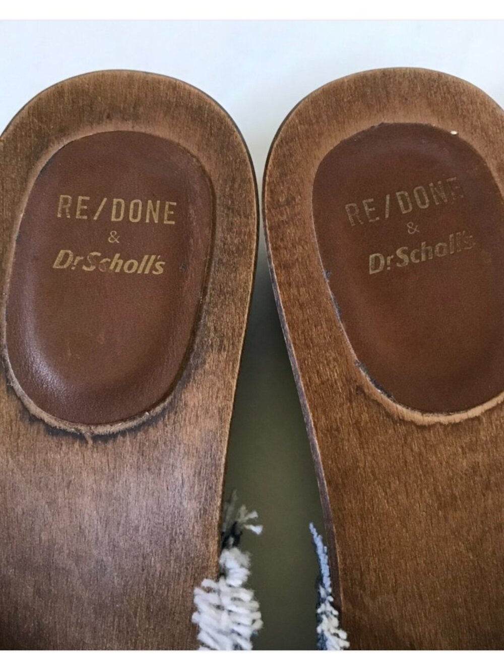 NEW Re Done x Dr Scholl's Clogs Sandals Womens 36 6 Blue Washed Denim Wood Sole - Picture 6 of 11